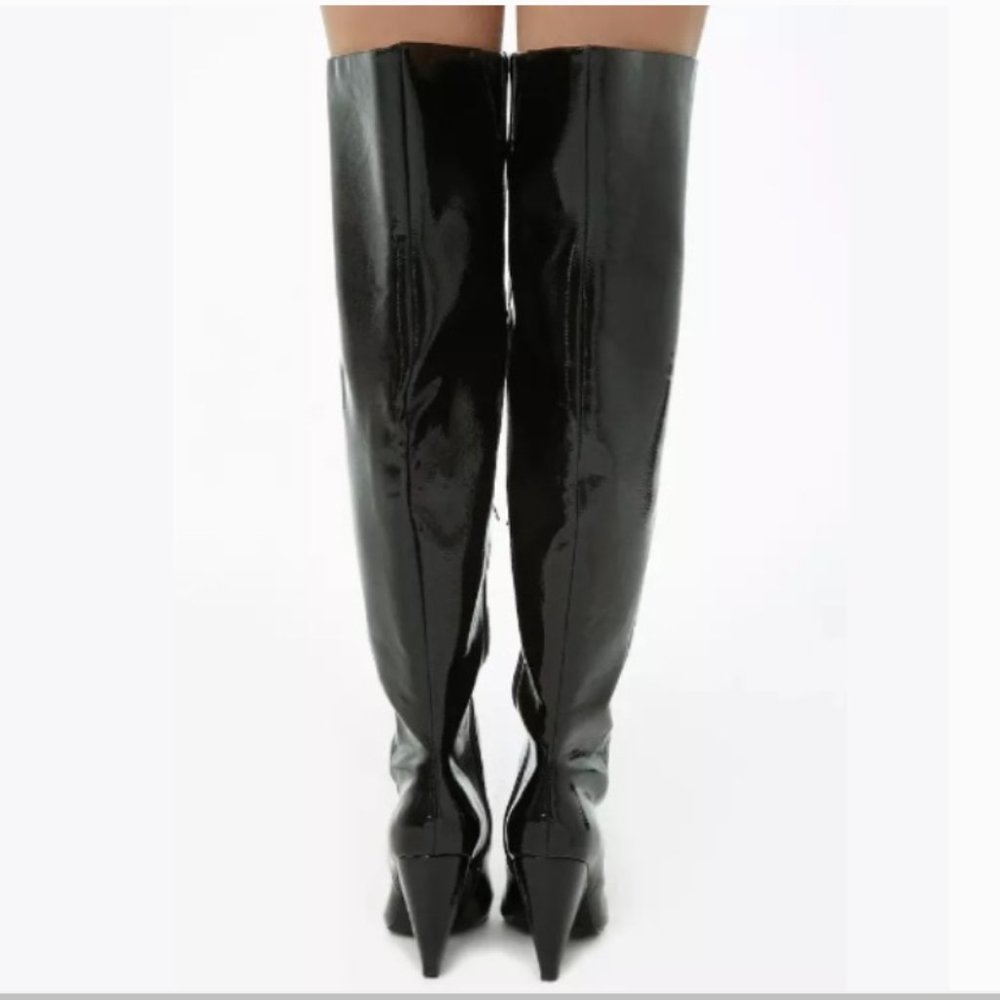 Forever 21 black faux patent thigh high boots 7 - Picture 9 of 9